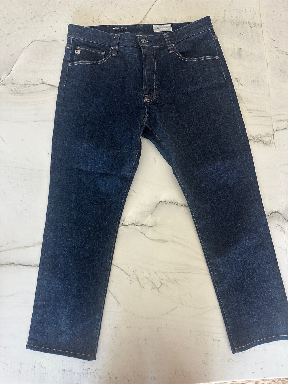 AG Adriano Goldschmied Men's Dark Indigo Straight Jeans